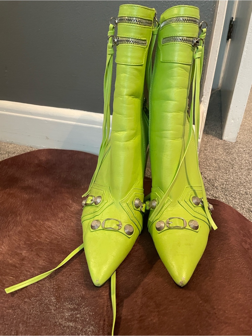 Neon Green Pointed Toe Stiletto Boots